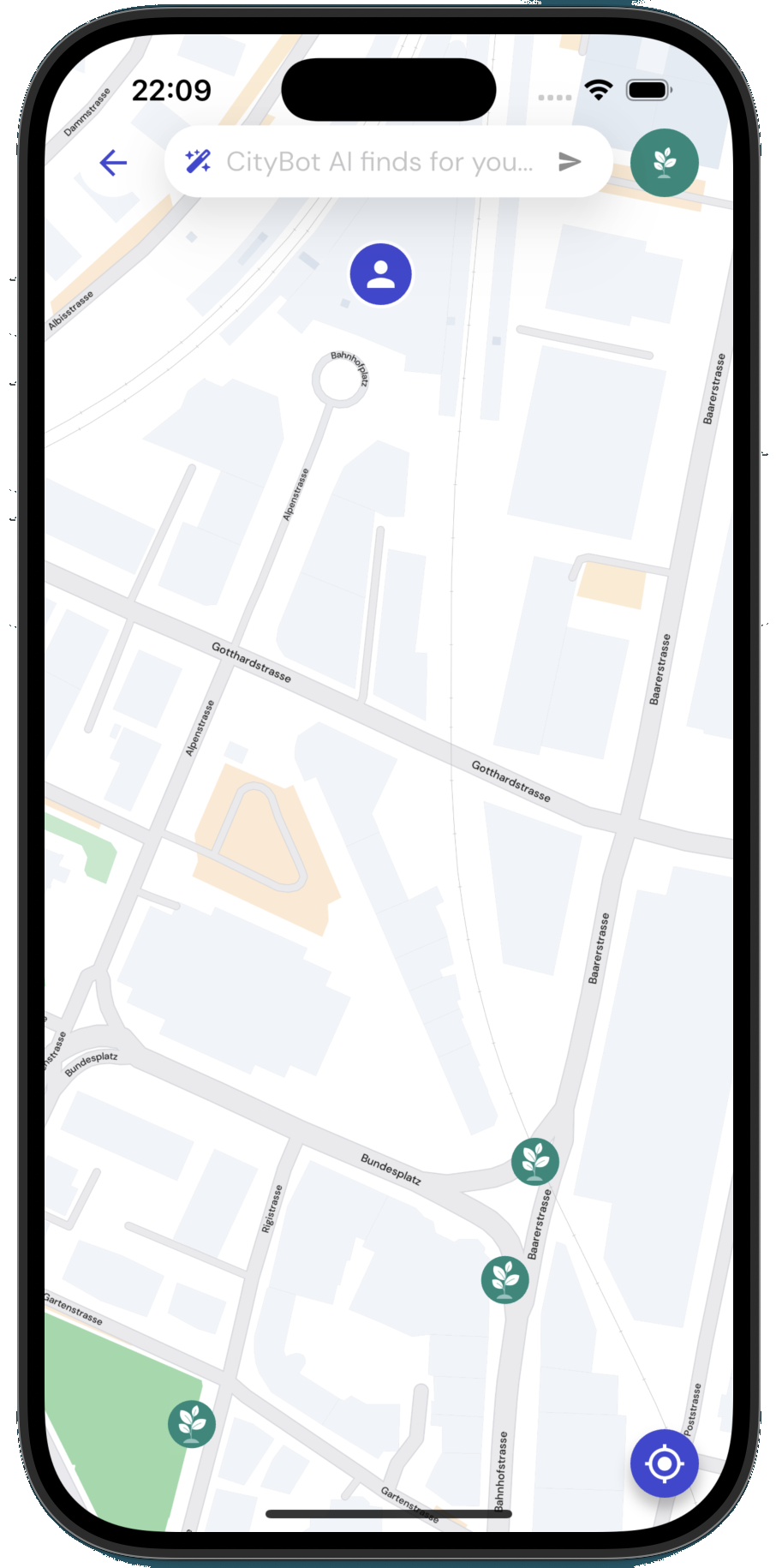 Nature places on map